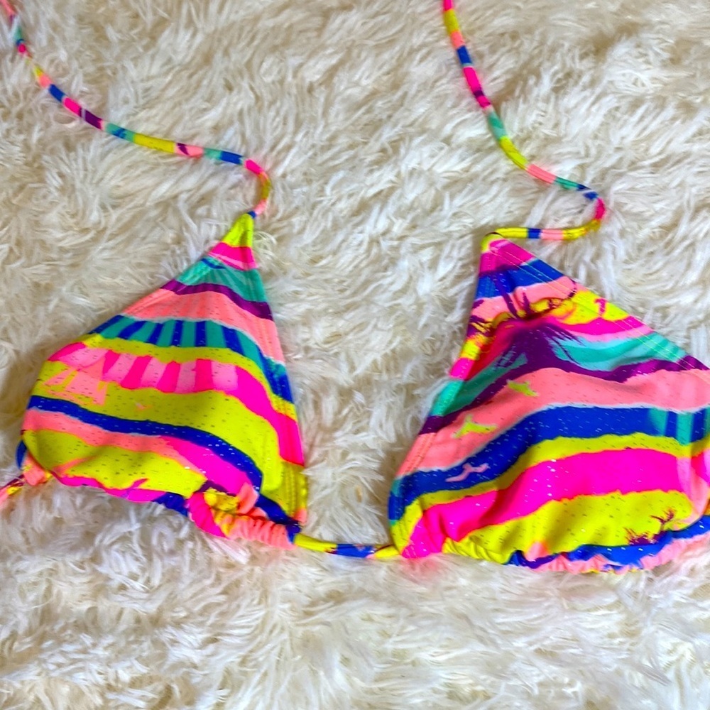 OP FLORESCENT MULTICOLOR STRING BIKINI TOP Sz XL XG 15 - 17 - Never Worn…